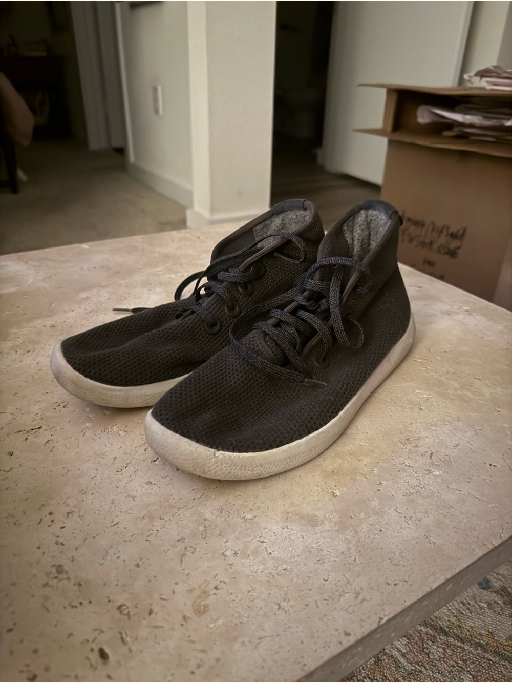 allbirds Slate grey Knit High-Top Sneakers with White Soles